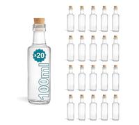 Espirito Rebelde 20 Bouteilles en Verre avec Bouchon en Liège 100ml | Bouteilles à Remplir, Récipient en Verre | Liqueurs, Eau-de-Vie, Vinaigre, Huile | Décoration, Mariages, Cadeaux