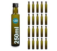 Espirito Rebelde 20 Bouteilles en Verre Foncé de 250ml avec Bouchon a Vis Noir | Protection UV | Idéal pour Huile d'Olive, Vinaigre & Divers Liquides