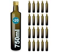 Espirito Rebelde 20 Bouteilles en Verre Foncé de 750ml avec Bouchon a Vis Doré | Protection UV | Idéal pour Huile d'Olive, Vinaigre | Huilier