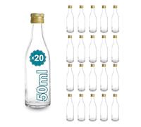 Espirito Rebelde 20 Bouteilles en Verre Vides 50 ml avec Bouchon à Vis Doré | Idées pour Liqueurs | Mini Bouteilles pour Cadeaux de Mariage et Fêtes