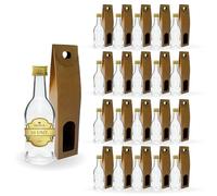 Espirito Rebelde 20 Mini Bouteilles en Verre 40ml avec Bouchon a Vis Doré + Boîte | Mignonnettes Alcool 4cl, Petites Fioles Échantillons | Idéal pour Licor | Cadeaux, Mariages et Fetes