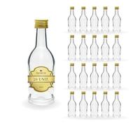 Espirito Rebelde 20 Mini Bouteilles en Verre 40ml avec Bouchon a Vis Doré | Mignonnettes Alcool 4cl, Petites Fioles Échantillons | Idéal pour Licor | Cadeaux, Mariages et Fetes