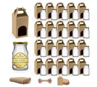 Espirito Rebelde 20 Pots de Conservation en Verre 100 ml avec Courvecle + Boîtes + Étiquettes Kraft + Tissu + Ficelle | Bocaux Alimentaire, Bocaux Sauce Tomate, Bocaux à Confiture, Bocaux pour Miel