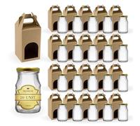 Espirito Rebelde 20 Pots de Conservation en Verre 100 ml avec Couvercle + Boîtes | Bocaux Alimentaire pour Sauce Tomate, Confiture, Miel