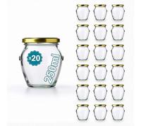 Espirito Rebelde 20 Pots de Yaourt en Verre avec Couvercles 250 ml - Pots de Yaourt, Petits Pots de Conservation pour Bébé, Verres à Dessert avec Couvercle