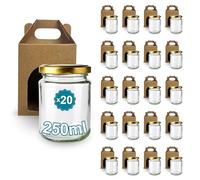 Espirito Rebelde 20 Pots en Verre Vides avec Couvercle 250 ml + Boîte | Confitures, Conserves, Miel | Souvenirs de Mariage