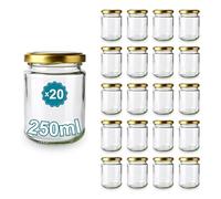 Espirito Rebelde 20 Pots en Verre Vides Ronds 250 ml | Parfaits pour les Confitures, les Conserves, le Miel et les Bonbons | Mariage