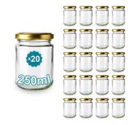 Espirito Rebelde 20 Pots en Verre Vides Ronds 250 ml | Parfaits pour les Confitures, les Conserves, le Miel et les Bonbons | Mariage