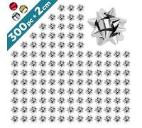 Espirito Rebelde 200 Petits Nœuds Autocollants Décoratifs Argentés 2cm | Cadeaux de Noël et d'anniversaire | Rubans de Noël et d'anniversaire pour Emballage Cadeau