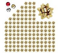 Espirito Rebelde 200 Petits Nœuds Autocollants Décoratifs Dorés 2cm | Cadeaux de Noël et d'anniversaire | Rubans de Noël et d'anniversaire pour Emballage Cadeau