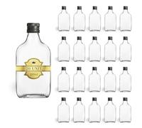 Espirito Rebelde 20x Bouteilles en Verre 250ml Style Flasque à Alcool avec Bouchon a Vis Noir | Flacon pour Whiskey, Rhum, Liqueur | Fioles de Poche pour Boissons Spiritueuses