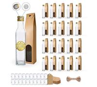 Espirito Rebelde 20x Bouteilles en Verre 500ml avec Bouchon a Vis Doré avec Bec Verseur + 20 Boîtes + 20 Sceaux + 20 Étiquettes Kraft + Ficelle - Huile d'Olive, Vinaigre, Alcool - Huilier en Verre