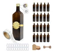 Espirito Rebelde 20x Bouteilles en Verre Foncé 1000ml avec Bouchon a Vis Doré avec Bec Verseur + 20 Sceaux + 20 Étiquettes Personnalisées + 20 Étiquettes Kraft + Ficelle - Huile d'Olive - Huilier