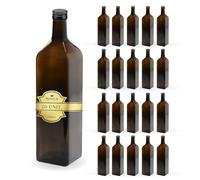 Espirito Rebelde 20x Bouteilles en Verre Foncé 1000ml avec Bouchon a Vis Noir - Huile d'Olive, Vinaigre, Alcool - Huilier en Verre