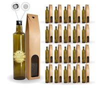 Espirito Rebelde 20x Bouteilles en Verre Foncé 500ml avec Bouchon a Vis Noir avec Bec Verseur + 20 Boîtes - Huile d'Olive, Vinaigre, Alcool, Sauces - Huilier