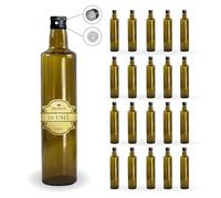 Espirito Rebelde 20x Bouteilles en Verre Foncé 500ml avec Bouchon a Vis Noir avec Bec Verseur - Huile d'Olive, Vinaigre, Alcool, Sauces - Huilier