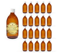 Espirito Rebelde 20x Flacon Vide en Verre Ambré de 500 ml avec Couvercle en Plastique - Flacon pour Huiles Essentielles, Cosmétiques, Produits de Laboratoire, Médicaments - Aromathérapie