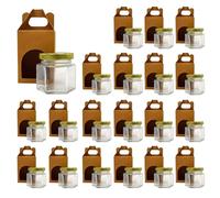 Espirito Rebelde 20x Petit Pot de Miel Hexagonal avec Couvercle 60ml + 20x Boîte Kraft pour 1 Pot - Idéal pour la Conservation de Miel, Confiture, Épices, Yaourt