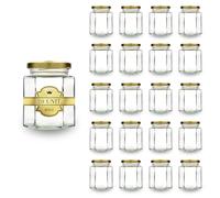 Espirito Rebelde 20x Petit Pot de Miel Hexagonal avec Couvercle 80ml - Idéal pour la Conservation de Miel, Confiture, Épices, Yaourt