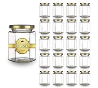 Espirito Rebelde 20x Pot de Miel Hexagonal avec Couvercle 270ml - Idéal pour la Conservation de Miel, Confiture, Épices, Yaourt