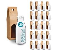 Espirito Rebelde 24 Bouteilles en Verre Vides de 250 ml avec Couvercle et Boîte - Bouteilles en verre pour jus, lait, barbecue, sauces - Idéales pour pique-niques, mariages et fêtes