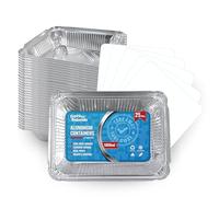 Espirito Rebelde 25 Barquettes en Aluminium 1000 ml avec Couvercles | Moules Jetables a Emporter | Emballage Alimentaire pour Barbecues, Congélation