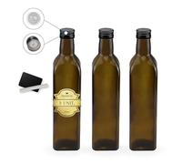Espirito Rebelde 3 Bouteilles en Verre Foncé pour Huiles d' Olive avec Ardoise et Craie - Pour Vinaigrette, Sauces, Liqueur, et Autres Condiments - 500ml, avec Bec Verseur
