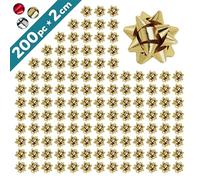 Espirito Rebelde 300 Petits Nœuds Autocollants Décoratifs Dorés 2cm | Cadeaux de Noël et d'anniversaire | Rubans de Noël et d'anniversaire pour Emballage Cadeau