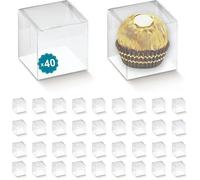 Espirito Rebelde 40 Boîtes Carrés en Acétate Transparent 40x40x40 mm | Bonbonnière en Plastique : Dragées, Macarons, Gateaux