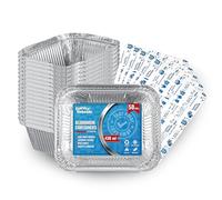 Espirito Rebelde 50 Barquettes en Aluminium 430 ml avec Couvercles | Moules Jetables a Emporter | Emballage Alimentaire pour Barbecues, Congélation, Meal Prep | Plateau de Service