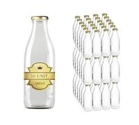 Espirito Rebelde 50 Bouteilles en Verre Vides de 1000 ml avec Couvercle - Bouteilles en verre pour jus, lait, barbecue, sauces - Idéales pour pique-niques, mariages et fêtes