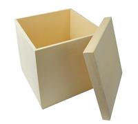 Espirito Rebelde Boîte Rangement Carrée en Bois 265x265x250 mm- Boîte en Bois avec Couvercle, Caisses de Rangement, Cube de Rangement, Urne en Bois, Boite Bois a Decorer, Coffre de Rangement