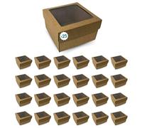 Espirito Rebelde - Boîtes Cadeau en Carton Kraft 25 Unités, 205x205x120mm, Fenêtre Transparente, Parfait pour Cadeaux Personnalisés : Noël, Anniversaire, Souvenirs, Pâtisserie, Gâteaux, Cupcakes