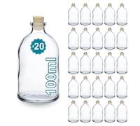 Espirito Rebelde Bouteilles en Verre de 100 ml avec Bouchon en Liège (lot de 20) - Idéales pour la décoration, le stockage d'épices et les cadeaux chics pour mariages