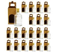 Espirito Rebelde Lot 20 Bouteilles en Verre de 50 ml avec Bouchon en Liège et 20 boîtes - Idéales pour la décoration, le stockage d'épices et les cadeaux chics pour mariages