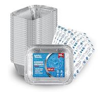Espirito Rebelde Lot de 100 Barquettes en Aluminium 430 ml avec Couvercles - Moules Jetables pour Plats à Emporter, Barbecue et Congélation