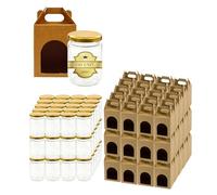 Espirito Rebelde Lot de 100 pots en verre vides avec couvercle de 240 ml avec 100 bôites en carton pour 1 pot de confiture - Pour confitures, conserves, miel- Mariage