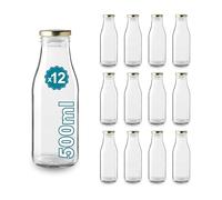 Espirito Rebelde Lot de 12 Bouteilles en Verre Vides de 500 ml avec Couvercle | Bouteilles en Verre pour Jus, Lait, Barbecue, Sauces | Idéales pour Pique-niques, Mariages et Fêtes