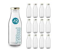 Espirito Rebelde Lot de 12 Bouteilles en Verre Vides de 750 ml avec Couvercle | Bouteilles en Verre pour Jus, Lait, Barbecue, Sauces | Idéales pour Pique-niques, Mariages et Fêtes