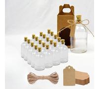 Espirito Rebelde Lot de 20 bouteilles en verre de 100 ml avec bouchon en liège, 20 boîtes, 20 étiquettes kraft et du fil de jute