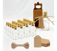 Espirito Rebelde Lot de 20 bouteilles en verre de 20 ml avec bouchon en liège, 20 boîtes, 20 étiquettes kraft et du fil de jute