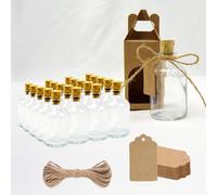 Espirito Rebelde Lot de 20 bouteilles en verre de 50 ml avec bouchon en liège, 20 boîtes, 20 étiquettes kraft et du fil de jute