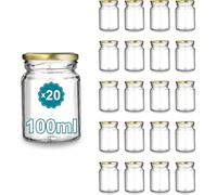 Espirito Rebelde Lot de 20 Pots en Verre Vides 100 ml avec Couvercle - Bocaux pour Confiture, Conserves, Miel et Yaourt | Cadeau Mariage