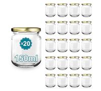 Espirito Rebelde Lot de 20 Pots en Verre Vides 150 ml avec Couvercle - Bocaux pour Confiture, Conserves, Miel et Épices | Cadeau Mariage