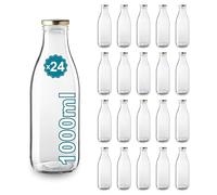 Espirito Rebelde Lot de 24 Bouteilles en Verre Vides de 1000 ml avec Couvercle | Bouteilles en Verre pour Jus, Lait, Barbecue, Sauces | Idéales pour Pique-niques, Mariages et Fêtes