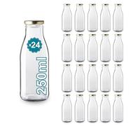 Espirito Rebelde Lot de 24 Bouteilles en Verre Vides de 250 ml avec Couvercle | Bouteilles en Verre pour Jus, Lait, Barbecue, Sauces | Idéales pour Pique-niques, Mariages et Fêtes