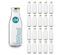 Espirito Rebelde Lot de 24 Bouteilles en Verre Vides de 500 ml avec Couvercle | Bouteilles en Verre pour Jus, Lait, Barbecue, Sauces | Idéales pour Pique-niques, Mariages et Fêtes