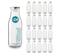 Espirito Rebelde Lot de 24 Bouteilles en Verre Vides de 750 ml avec Couvercle | Bouteilles en Verre pour Jus, Lait, Barbecue, Sauces | Idéales pour Pique-niques, Mariages et Fêtes