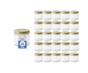 Espirito Rebelde Lot de 25 bocaux en verre vides avec couvercle à visser doré 30 ml Idéal pour confitures, conserves, miel