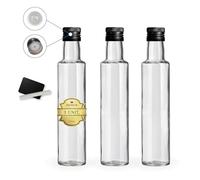 Espirito Rebelde Lot de 3 Bouteilles en Verre pour Huiles d' Olive avec Ardoise et Craie - Pour Vinaigrette, Sauces, Liqueur, et Autres Condiments - 750ml, avec Bec Verseur